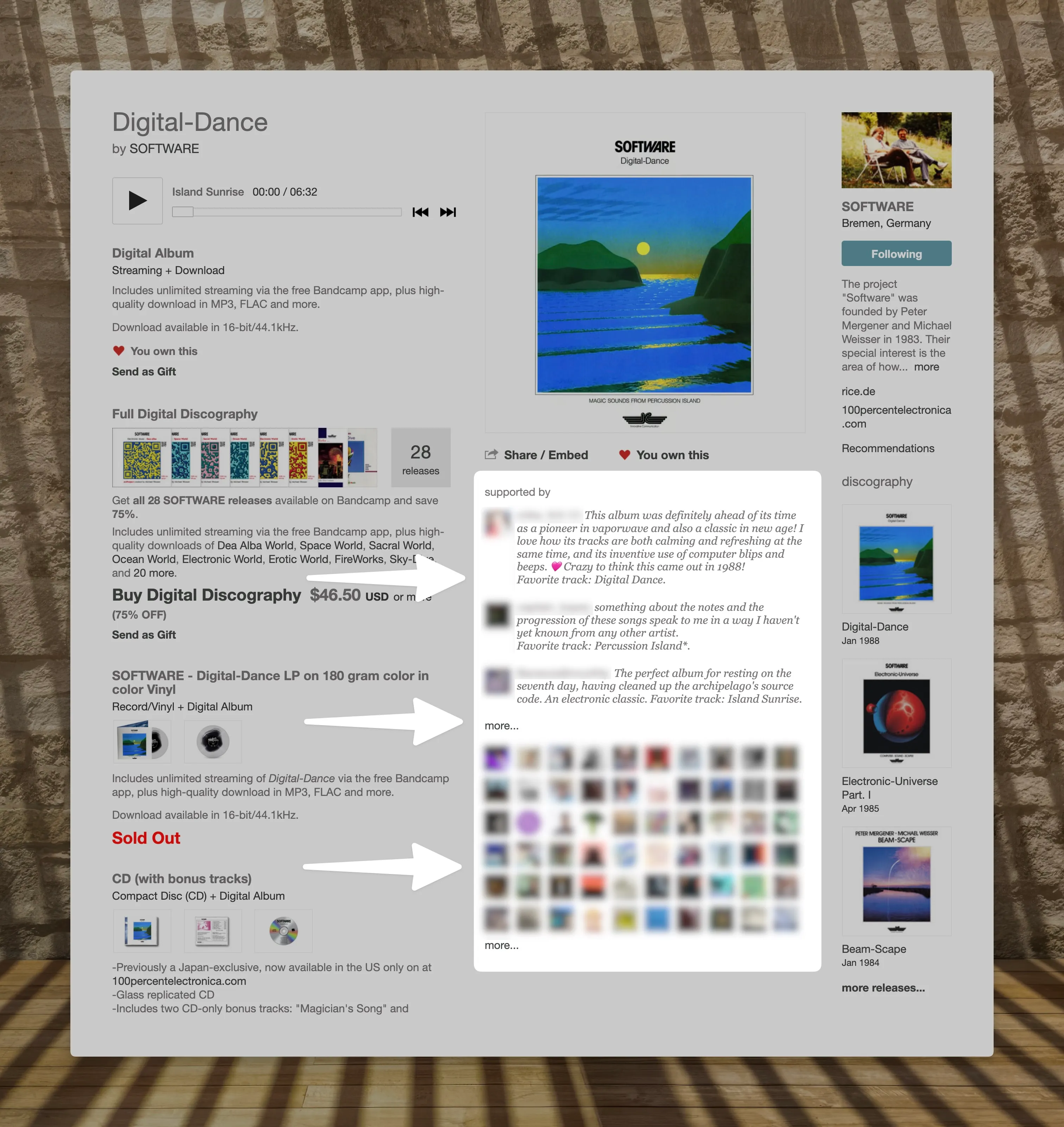 Bandcamp supported-by section